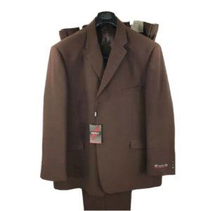 Pacelli Men's Brown Suit 3 Piece Pleated Front Wide Leg Size 62L 59"-60" Waist